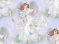 Девушка в белом плать и бабочки