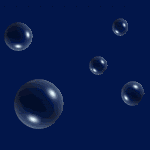Синие шарики поднимаются на синем фоне