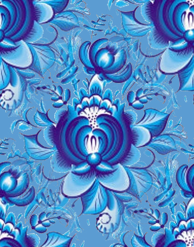 Гжель. Голубой цветок на голубом
