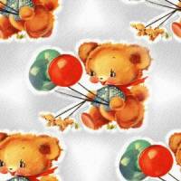 Детский фон. Медвежонок с разноцветными шарами