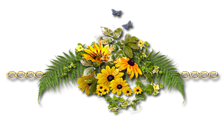 Разделитель. Желтые цветы с листьями папоротника