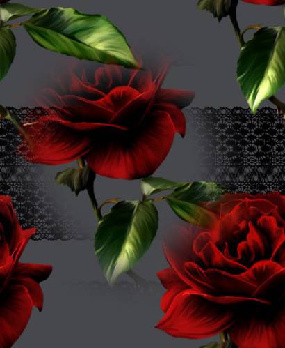 Красная роза на сером фоне с черным кружевом