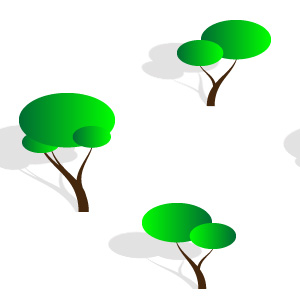 Деревья с зелеными кронами на белом фон картинка скачать