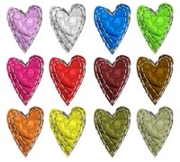 Сердечки разноцветные рядами на белом