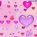 Розово-фиолетовые сердечки на розовом