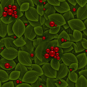 Красные ягоды на зеленых листьях