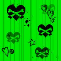 Сердце с костями на зеленом