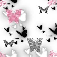 Черные, серые, розовые бабочки