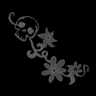 Эмо фон с черепом и цветами на черном