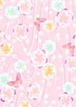 Цветы и бабочки на розовом