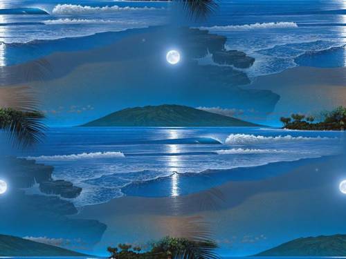 Ночное море под луной