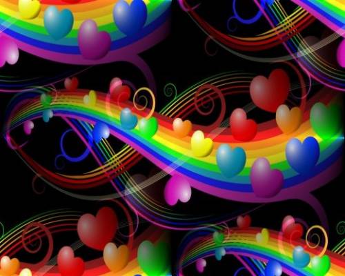 Разноцветные сердечки на цветных линиях