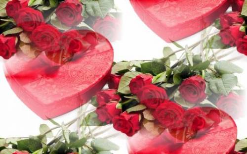 Сердечки с букетами роз