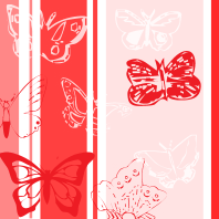 Красные и белые бабочки на розовом