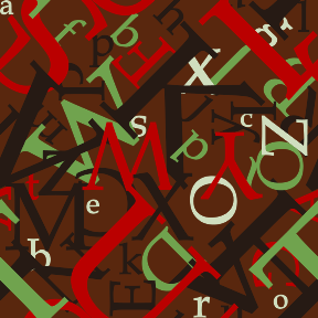 Буквы английского алфавита на коричневом