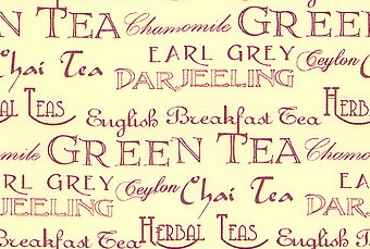 Надписи с различными видами чая на английском