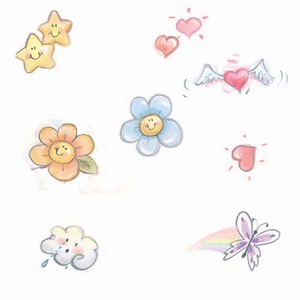 Цветы и бабочки на белом Детский