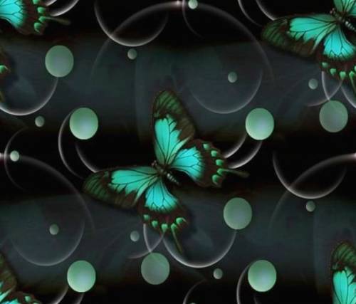 Зеленые бабочки на черном