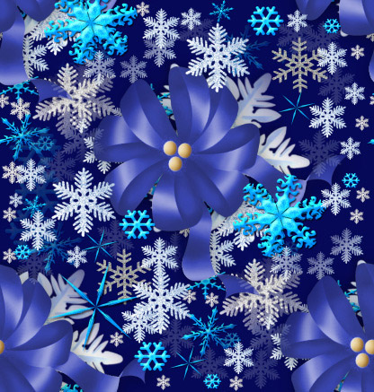 Темно-синий фон со снежинками и бантами