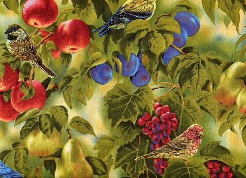 Птицы на фруктовых деревьях