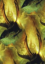 Черные драконы на желто-зеленом