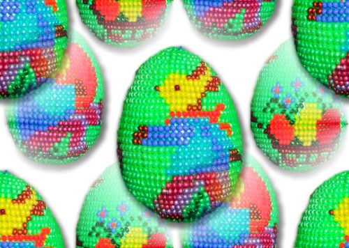 Зеленые яйца с изображением зайцев