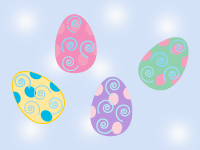 Пасхальные яйца на голубом фоне