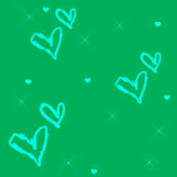 Голубые сердечки на зеленом