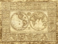 Карта мира с полушариями