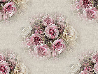 Розовые и белые розы в вазе на бежевом