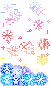 Падают разноцветные снежинки