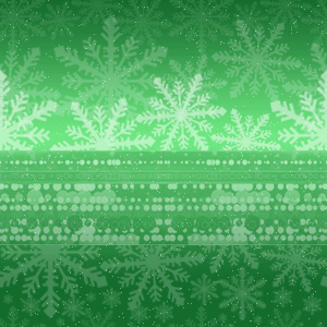 Крупные снежинки на зеленом