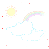 Радуга, облако и солнце на белом