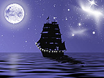 Парусный корабль в лунную ночь