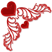 Уголок с двумя красными сердечками с крылышками