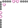 Уголок с пятью розовыми сердечками