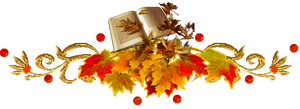 Разделитель с раскрытой книгой на осенней листве