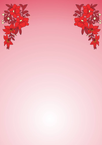 Оформление текста на розовой бумаге с цветами