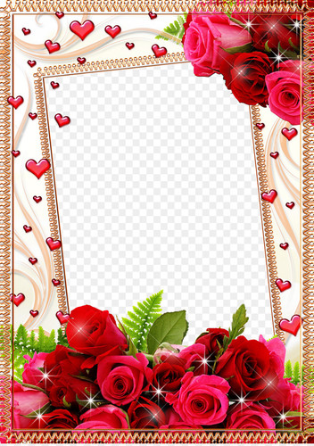 Рамочка с сердечками и розами, прозрачный центр