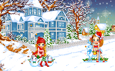 Девочка бросает снежки и подмигивает