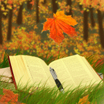 Осень. Лист над раскрытой книгой
