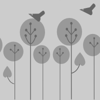 Птицы над деревьями на сером