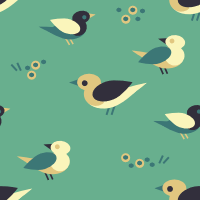 Птицы, на зеленом