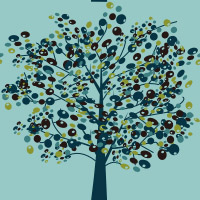 Дерево с плодами на голубом