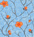 Оранжевые цветы на голубом фоне
