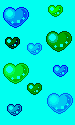 Разноцветные сердечки на голубом
