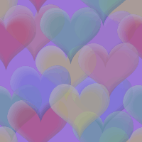 Разноцветные сердечки на голубом