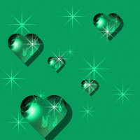 Сердечки-капли на зеленом