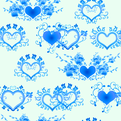 Разнообразие синих сердечек