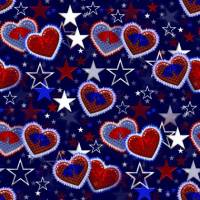 Сердечки со звездами на синем